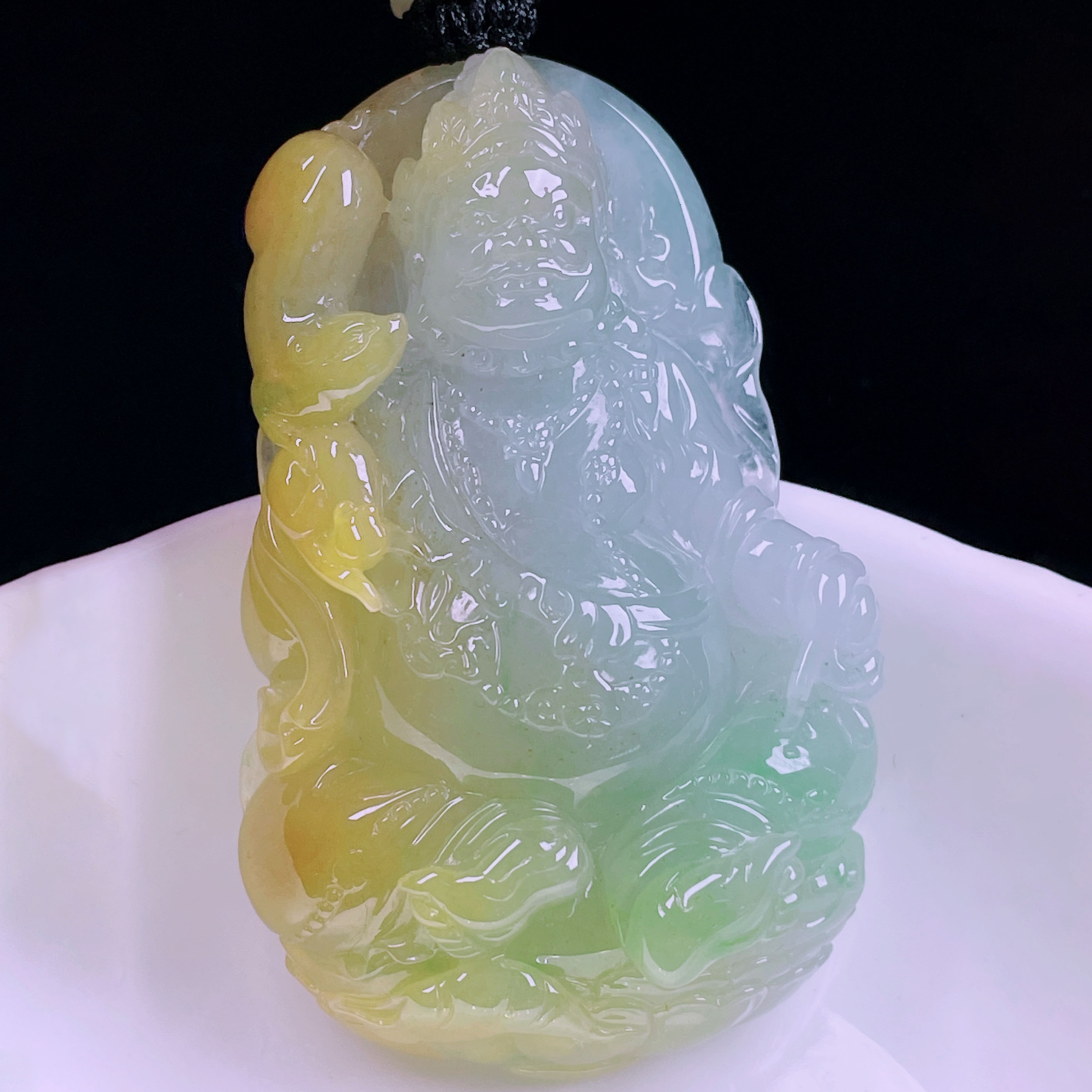 翠秦之皇冰黄不动明王吊坠 玉石老坑种天然翡翠A货高档礼物收藏