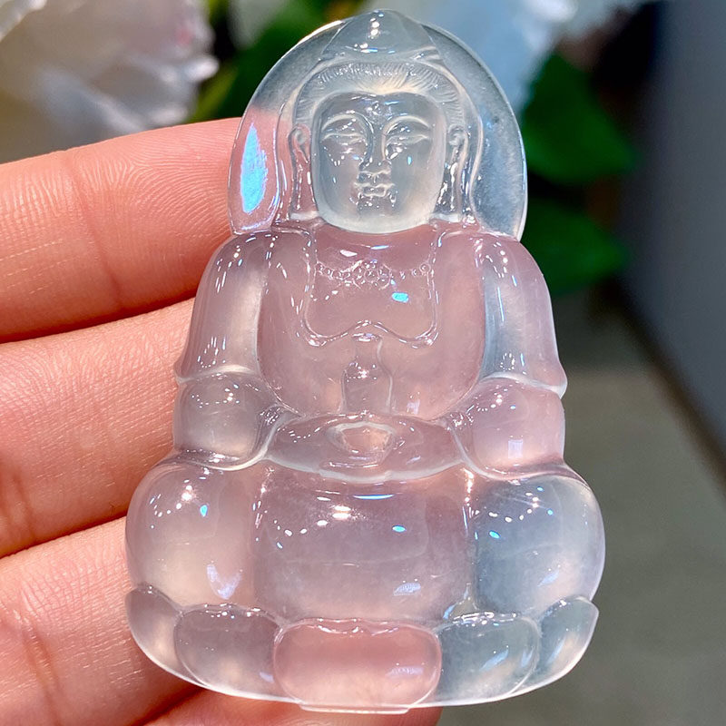 翠秦之皇高冰种观音吊坠 天然翡翠A货缅甸玉石通透种老水润