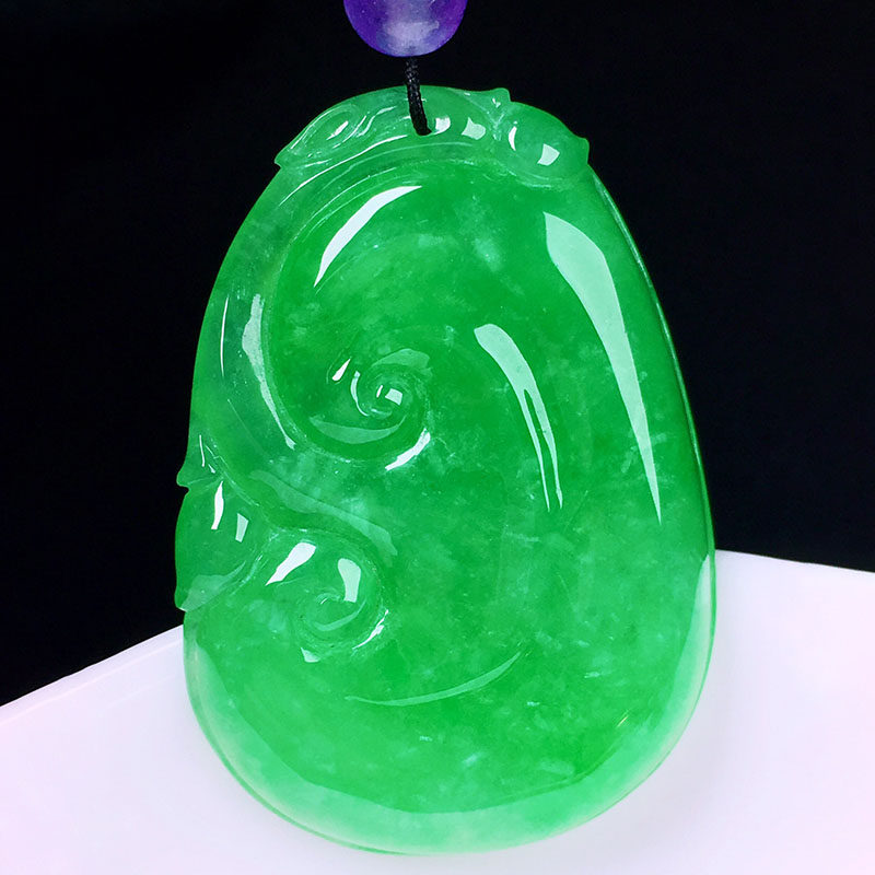 翠秦之皇冰种如意吊坠 天然翡翠a货缅甸玉石细腻饱满通透