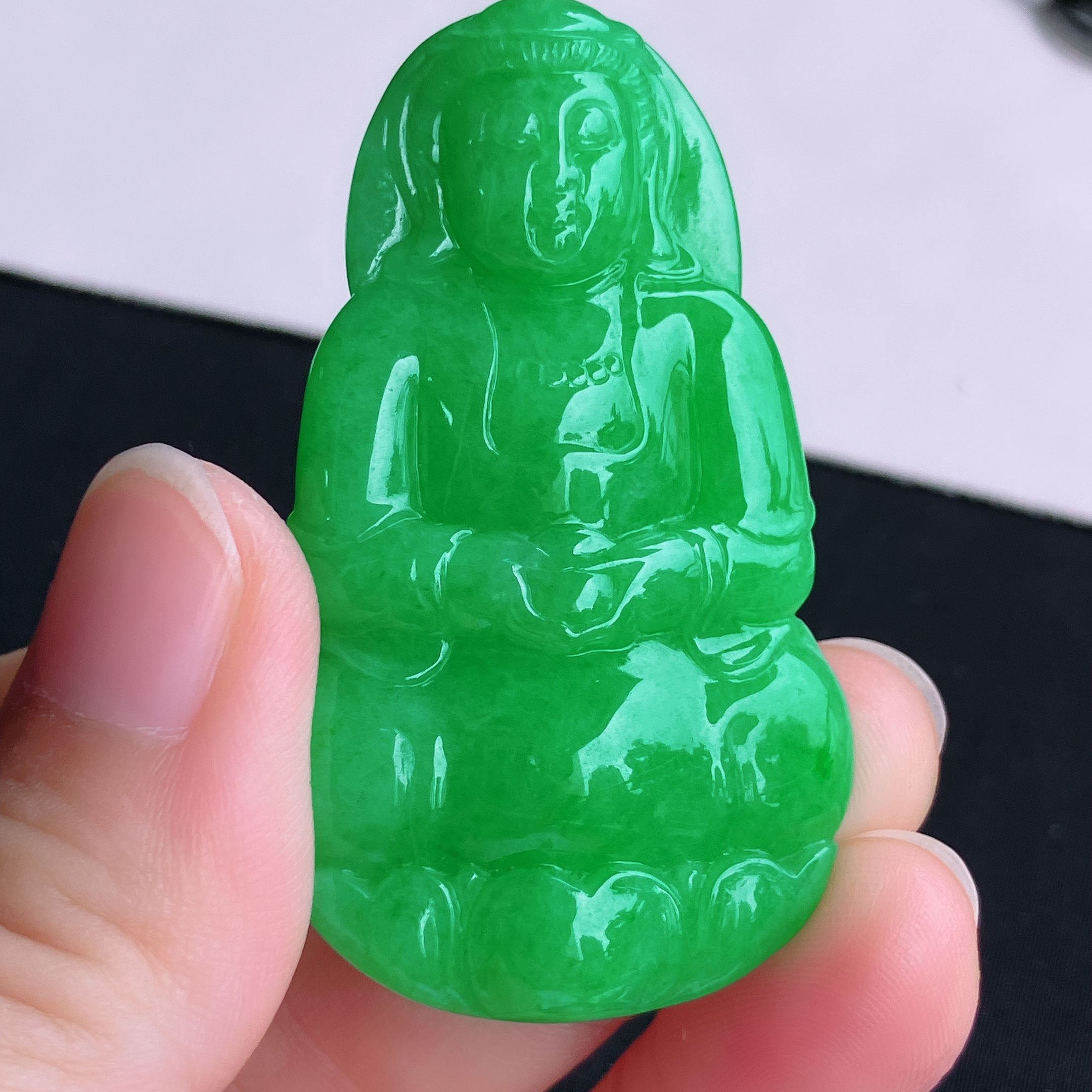 翠秦之皇冰阳绿观音裸石 玉石老坑种天然翡翠A货高档礼物收藏正品