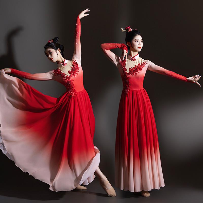 韩式开场舞大摆裙演出服女中国万疆歌伴舞风飘逸舞蹈服装古典现代