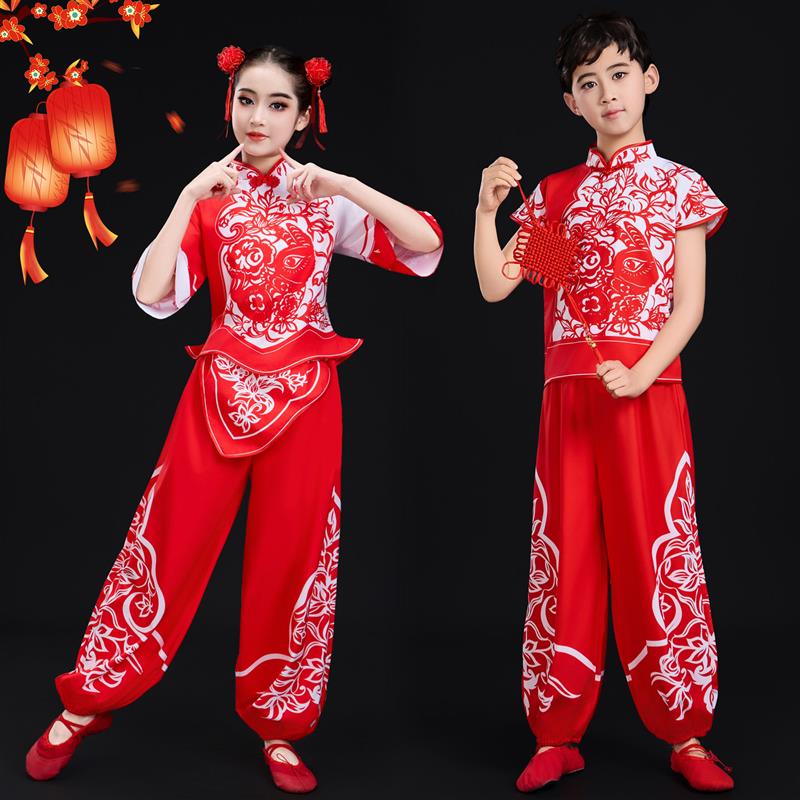 韩式民族演出服儿童秧歌喜庆腰鼓扇子舞灯笼新款开门红服六一风舞