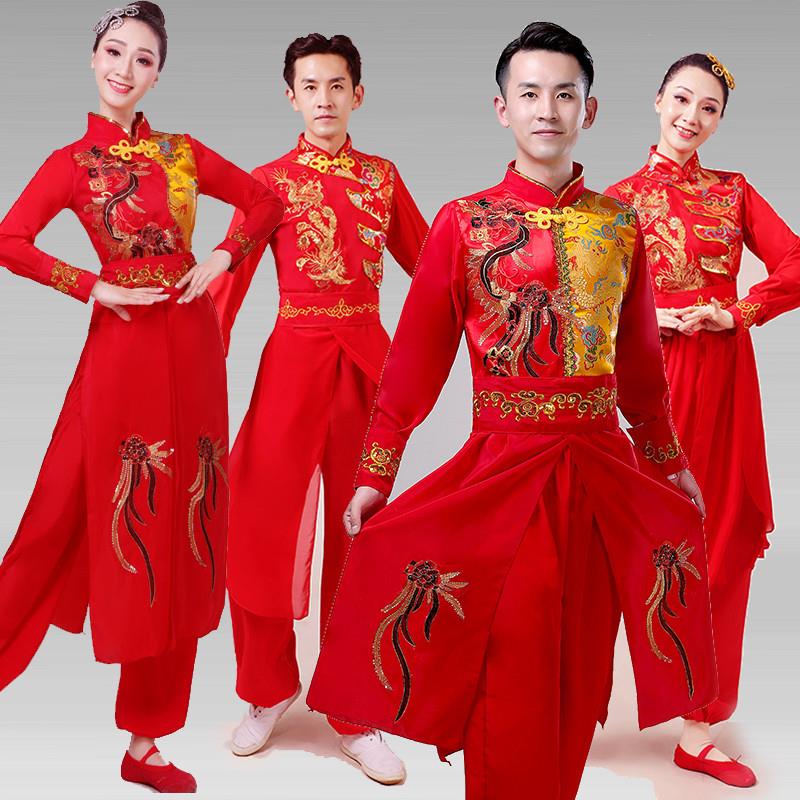 韩式舞民族风男女服装打鼓成人演出服开场中国现代腰鼓民族风舞龙