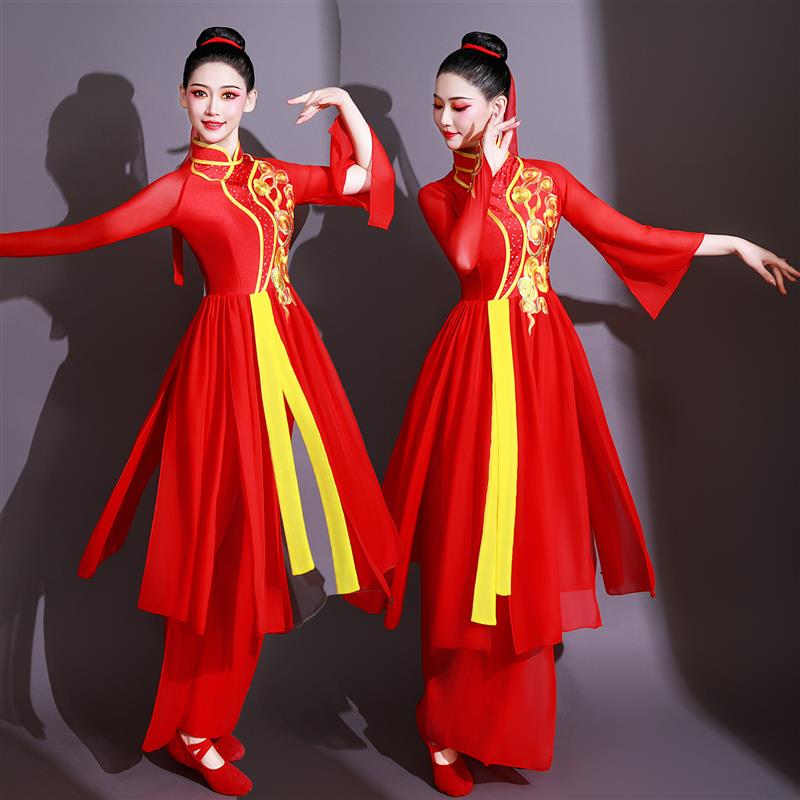 韩式秧歌服演出服女喜庆套装风锣鼓队打鼓民族腰鼓舞蹈服装表演服