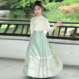 女童织金马面裙套装母女亲子装2025新款春秋装古风汉服新中式礼服