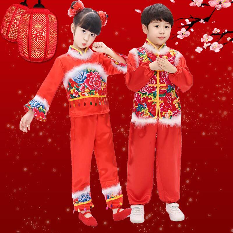 韩式六一儿童喜庆舞蹈演出服说唱幼儿园打鼓开门红服秧歌灯笼表演