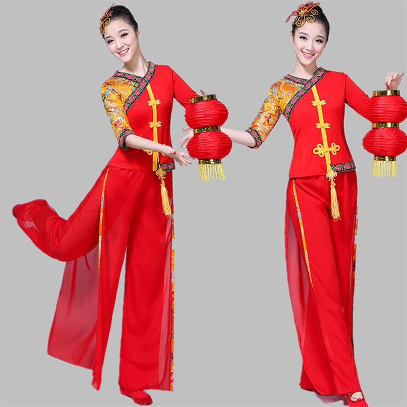 韩式中老年广场舞演出服 现代新款喜庆中国风舞服灯笼 服装舞台秧