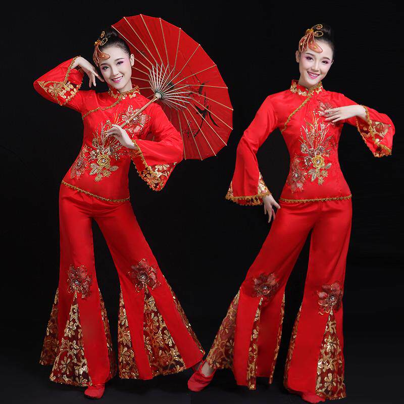 东北大秧歌服服装2025新款腰鼓服喜庆开门红扇子舞舞蹈服演出服女