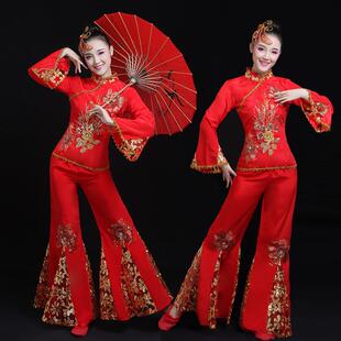 东北大秧歌服服装2025新款腰鼓服喜庆开门红扇子舞舞蹈服演出服女