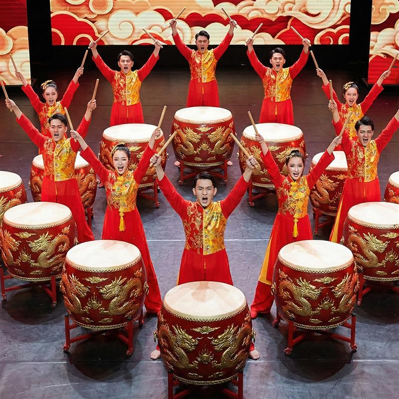 韩式喜庆新款鼓舞打鼓演出服装女舞龙2025秧歌舞蹈中国风腰鼓成人