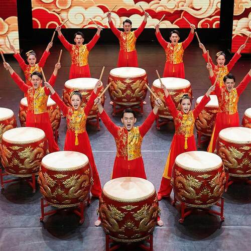 韩式喜庆新款鼓舞打鼓演出服装女舞龙2025秧歌舞蹈中国风腰鼓成人