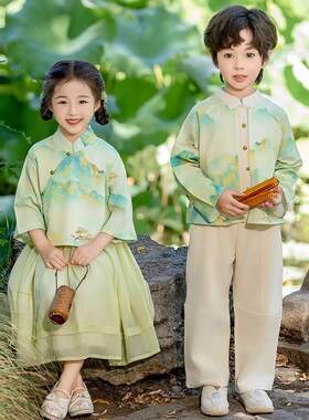 中国风儿童唐装汉服2025新款幼童古装小学生古风演出服六一表演服