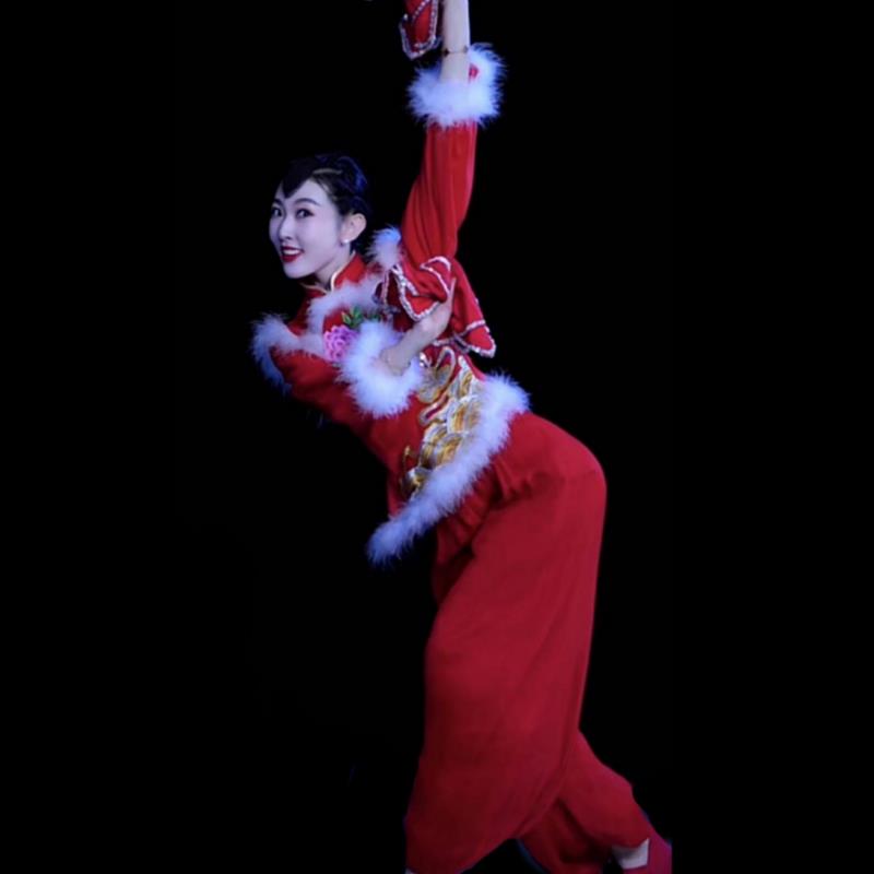 韩式新款喜庆秧歌服舞广场开门红腰鼓东北中老年扇子舞女打鼓服演