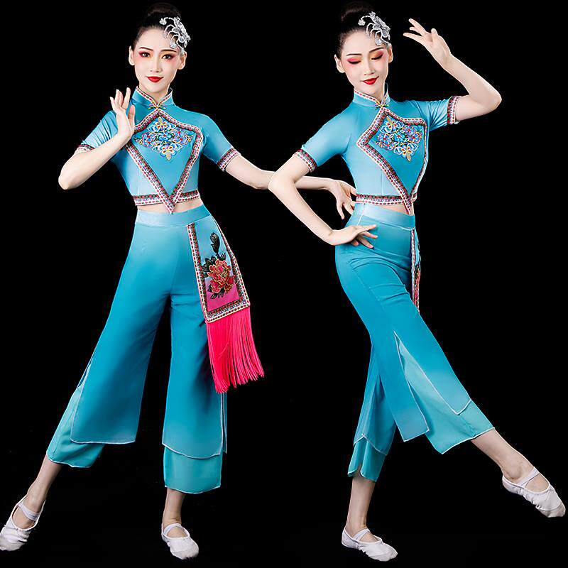 秧歌服演出服2025新款秋古典舞飘逸民族舞打鼓水鼓舞蹈服装套装女