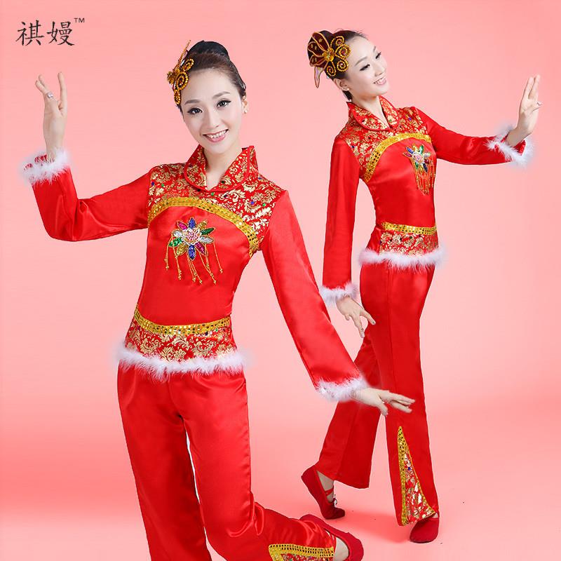 韩式秋冬秧歌舞演出服新款中老年开门红广场服服装舞腰鼓扇子舞服
