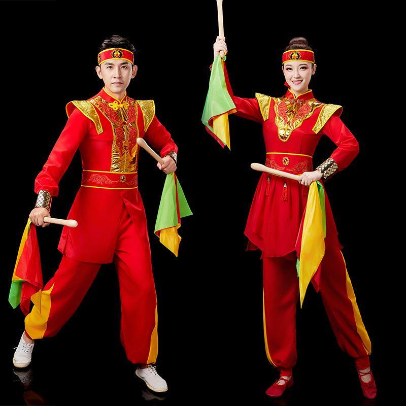 韩式打演舞鼓出服腰鼓风国中舞蹈服现代扇子舞威风鼓服龙表演服男
