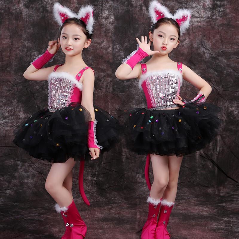 韩式六一儿童节蓬蓬裙演出服动物幼儿园表演学生爵士舞套装小猫咪