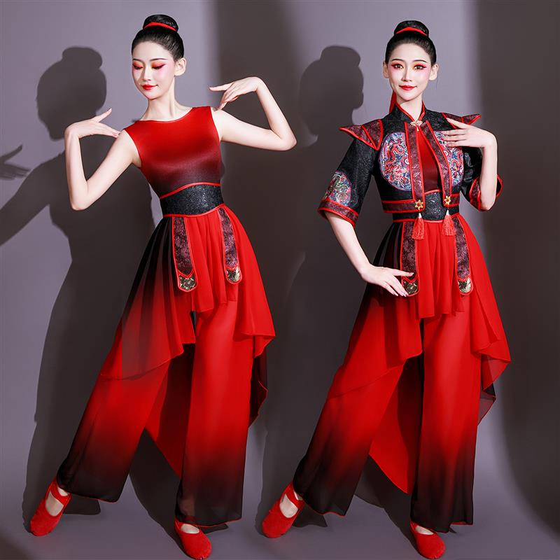 韩式打鼓水鼓演出服女中国腰鼓锣鼓队风服舞蹈秧歌侠客套装古装服