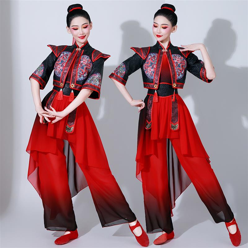 韩式古典舞演出服女飘逸中国风古装汉服侠客打鼓腰鼓秧歌舞蹈民族