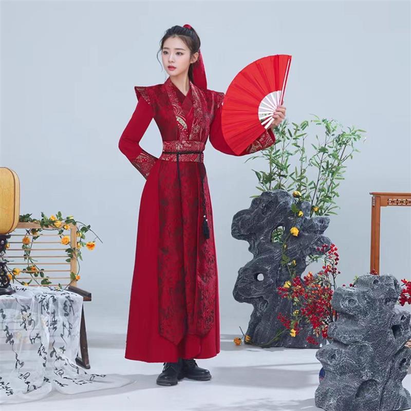 韩式古典女成人打鼓演出服扇子舞服练功服舞蹈服古装侠客花木兰表