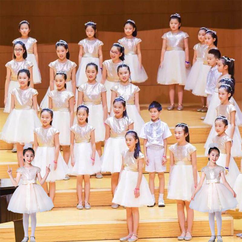 韩式儿童合唱中小学生毕业表演合唱团女童演出服男童礼服诗歌朗诵