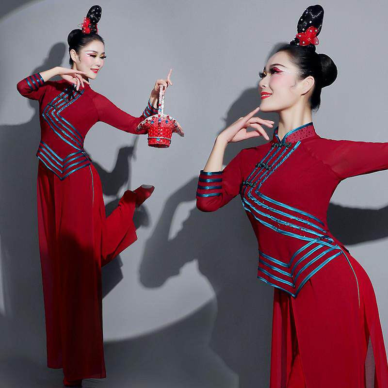 胶州秧歌服演出服女2025新款红高粱九儿盼归扇子舞蹈服装艺考套装