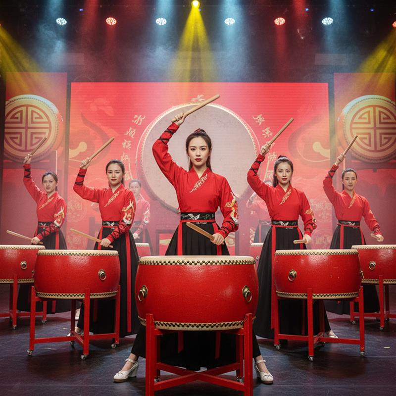 韩式打鼓女服装演出新款腰鼓鼓舞古典舞鼓敲击打鼓舞蹈大鼓中国中