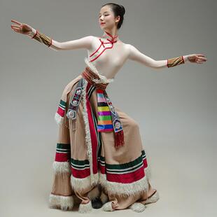 日本定制藏族舞蹈演出服女学生艺考练习练功服装少数民族成人考级