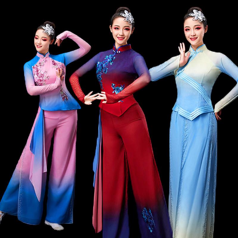 韩式演出服舞蹈大秧歌2026新款雪纺飘逸广场舞手绢扇子舞舞胶州秧