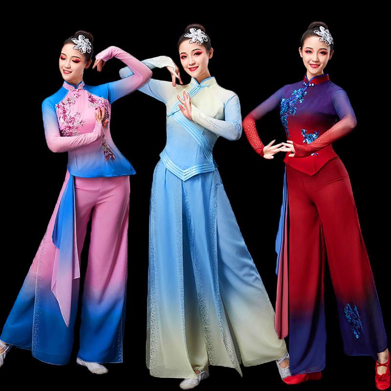 韩式2025新款广场胶州服装 舞衣腰鼓服 红色剪纸风大扇子秧歌舞蹈