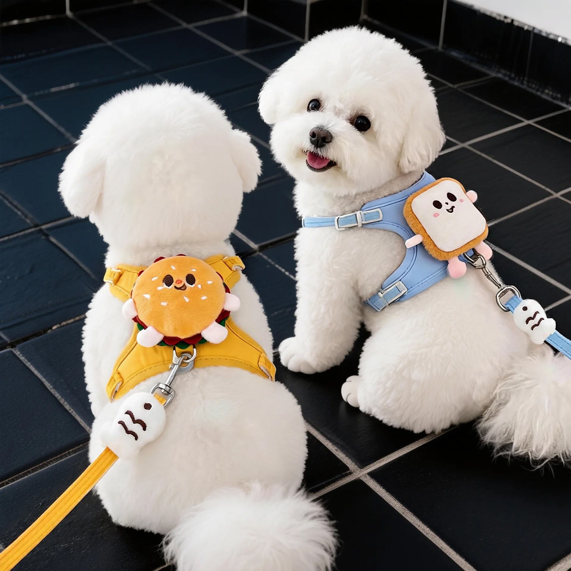 可调节小型犬胸背带舒适透气狗狗牵引绳猫咪比熊背心式遛小狗绳子