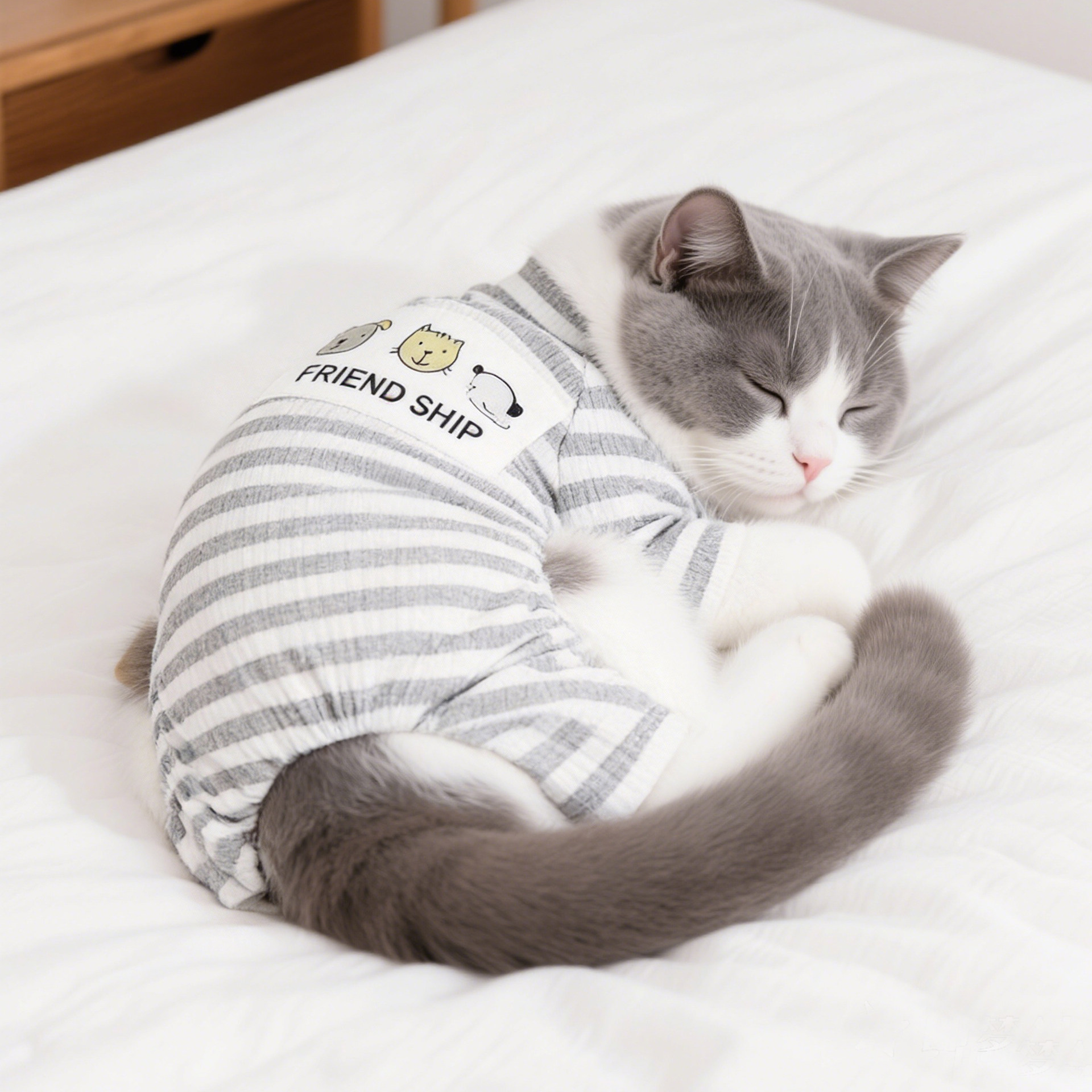 猫咪睡衣春秋款条纹居家服薄款防掉毛英短布偶宠物狗狗可爱四脚衣,宠物/宠物食品及用品,猫宠物服装/雨衣（新）,淘宝优惠券,粉丝福利购,淘宝优惠卷