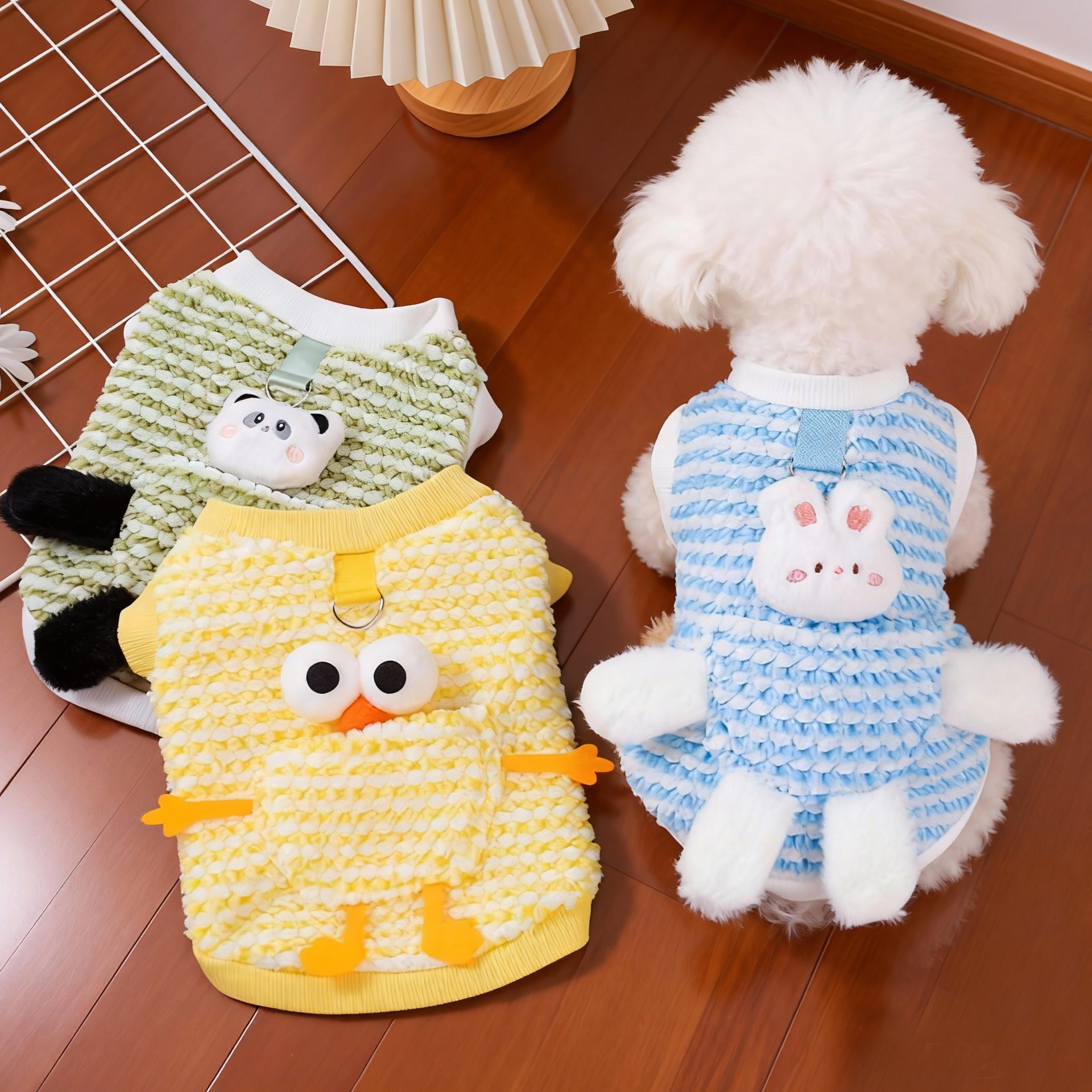 狗狗衣服秋冬可牵引可爱卡通玩偶泰迪比熊博美小型犬猫咪宠物服装