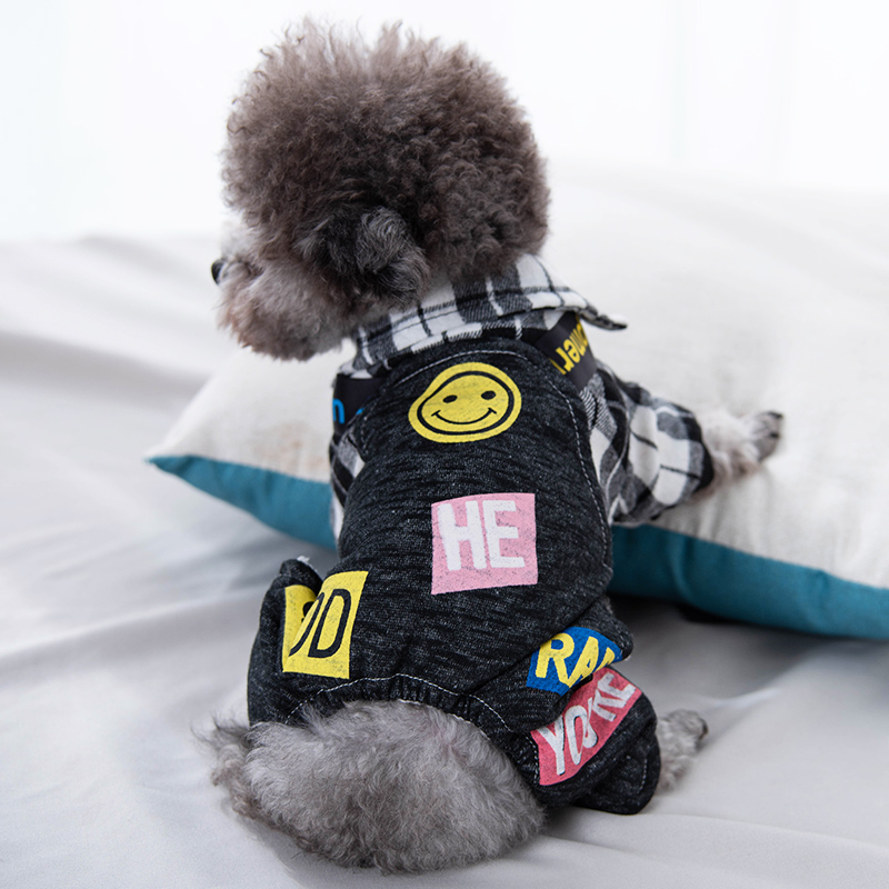 狗狗衣服冬季厚款经典格子背带裤