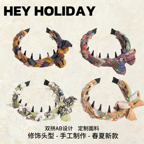新款三股辫蝴蝶结波浪发箍带齿防滑百搭时尚发箍头饰网红发饰
