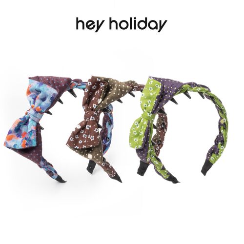 hey holiday复古撞色编织蝴蝶结发箍颅顶增高修饰脸型防滑大齿