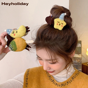 可爱AB面抓夹女高马尾固定抓夹头饰发夹后脑勺发卡