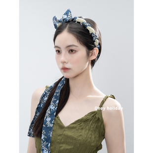 原创小众设计波浪蝴蝶结发箍高颅顶2025新款 气质网红头箍女发饰