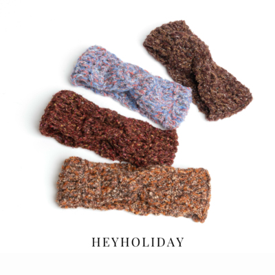 hey holiday手工钩织~混色进口纱线毛线纯手工钩织发带发饰发箍