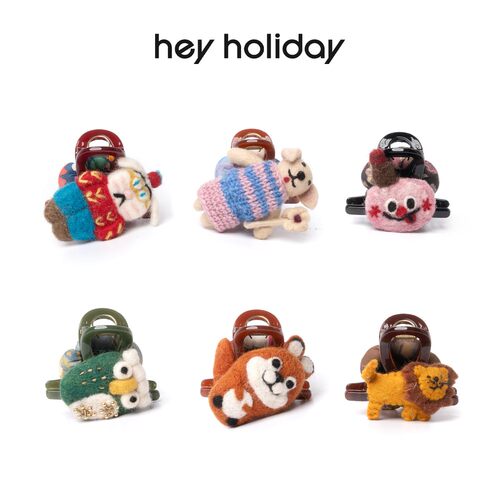 hey holiday双面羊毛毡花朵抓夹手工可爱复古感半扎盘发头饰