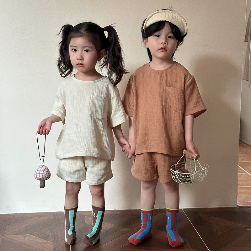 儿童夏季运动套装纯棉男童宽松夏装2025新款女童休闲短袖宝宝衣服