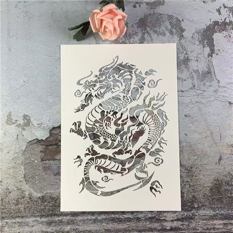 龙图案龙纹中国风镂空模板 手工DIY喷漆绘画墙绘装饰创意拓印模具
