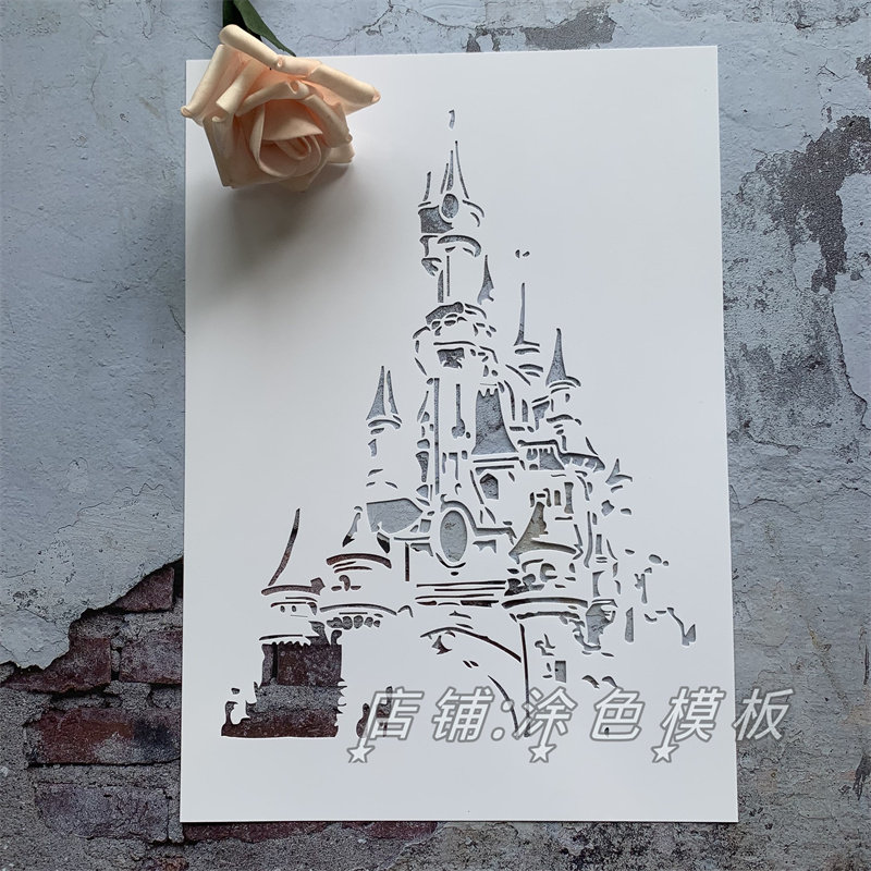 欧洲城堡 画画神器手账涂鸦帆布包装饰涂鸦遮蔽板真石漆镂空模板