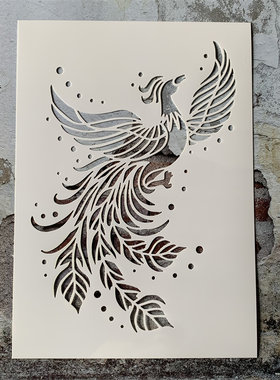 凤凰于飞  神话手绘DIY镂空模板画神器卡通墙绘喷漆手账涂鸦遮蔽