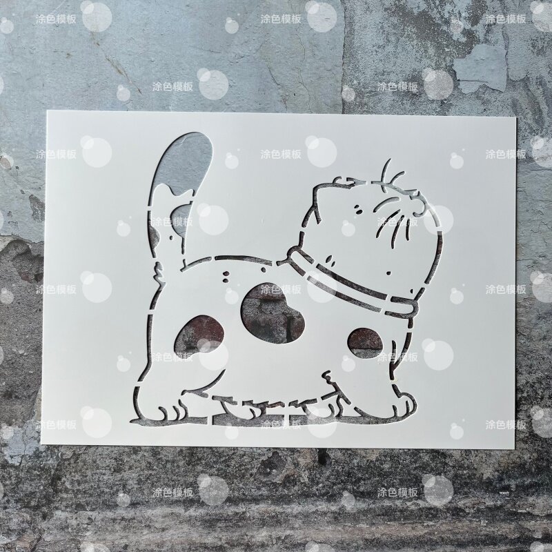 奔跑小猫 优雅猫咪图卡通镂空绘画模板DIY手绘肌理画墙绘遮蔽模板