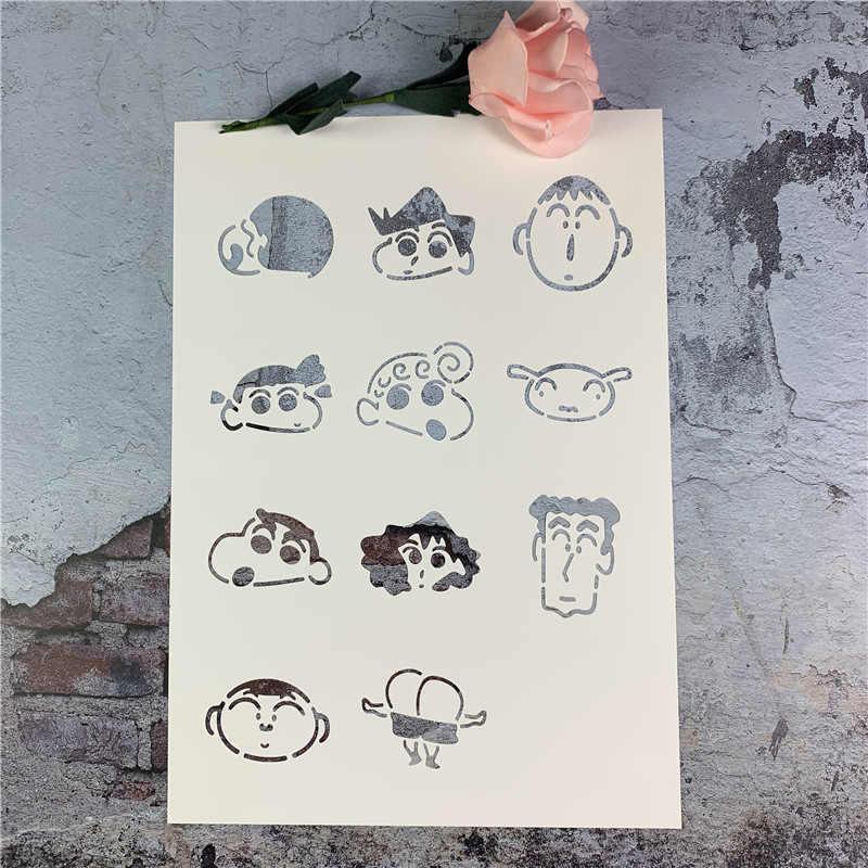 蜡笔小新 黑板漆手绘DIY镂空模板手账卡通喷绘图案遮蔽板涂色工具