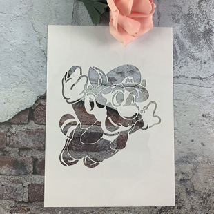 浣熊马里奥 黑板漆手绘DIY镂空模板街头喷漆卡通喷绘图案遮蔽板涂