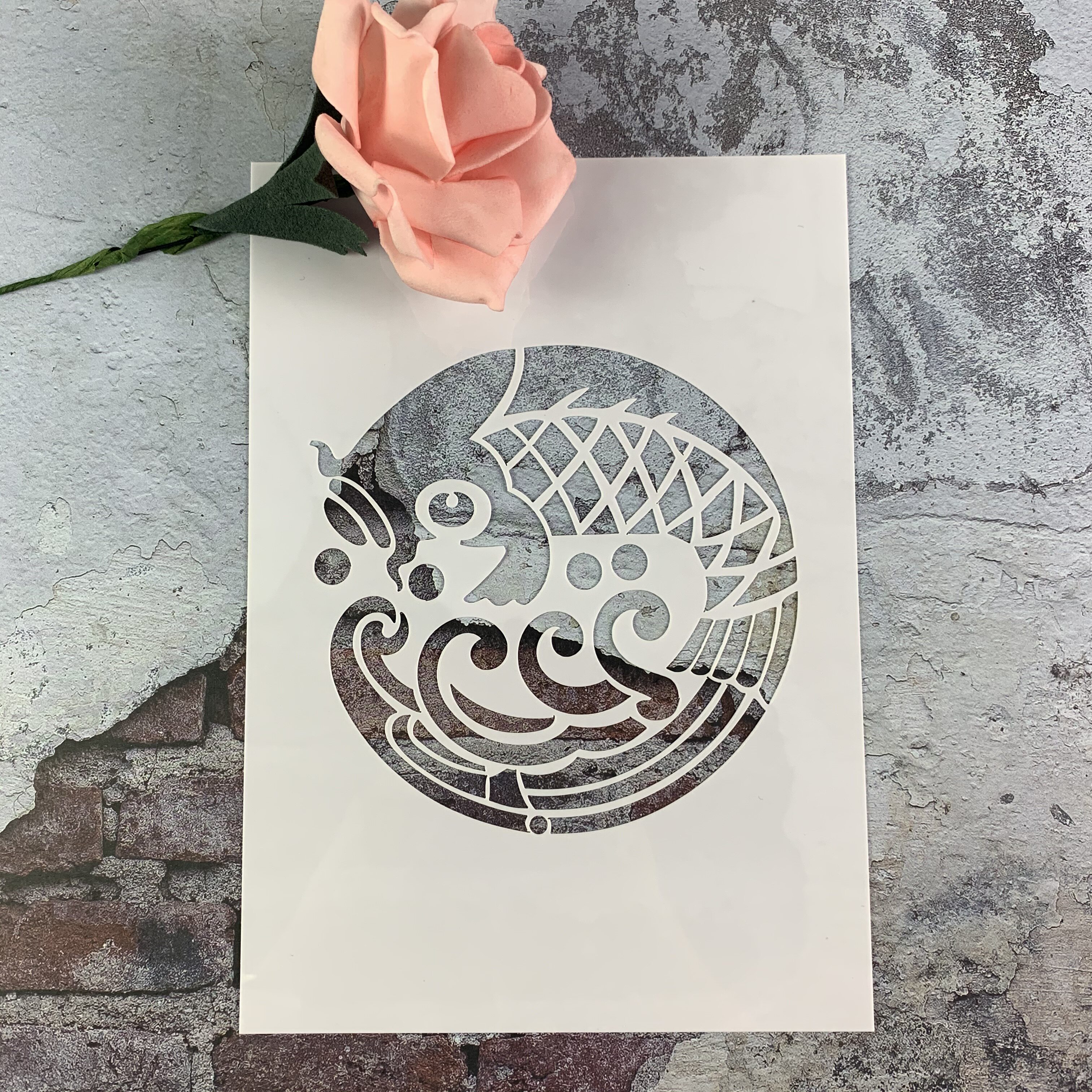 鲤鱼金鱼  创意动物卡通画涂鸦工具diy镂空画模板墙绘手绘遮蔽板