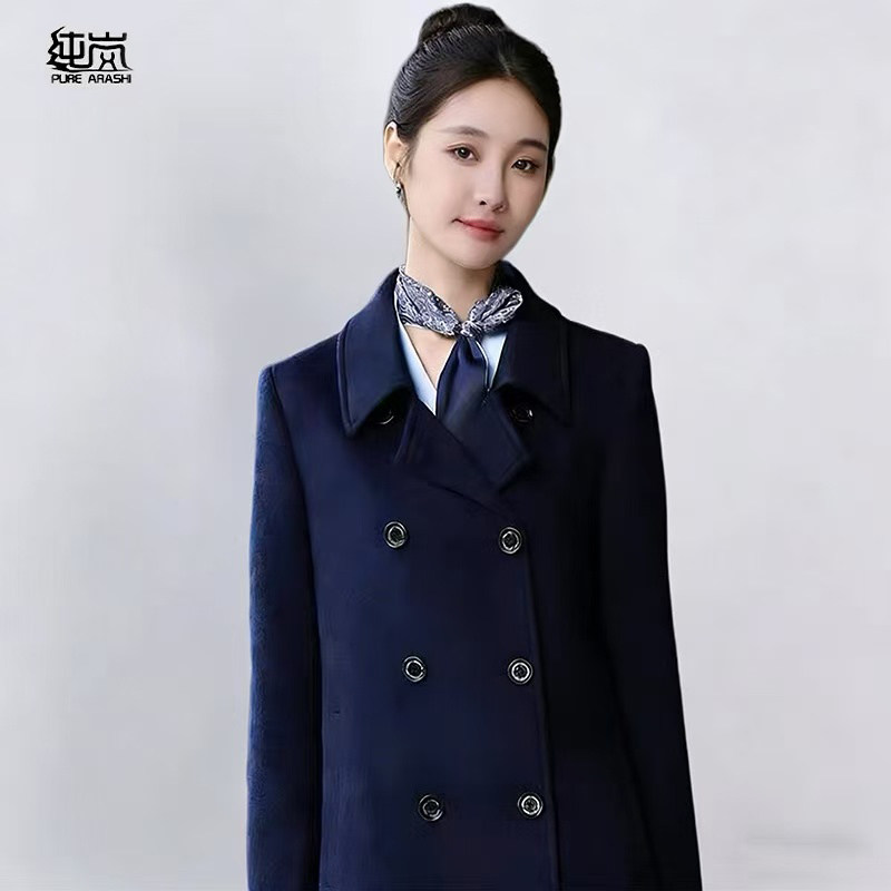 纯岚中国移动营业厅工作服工装大衣50%羊毛加厚保暖双排扣显瘦