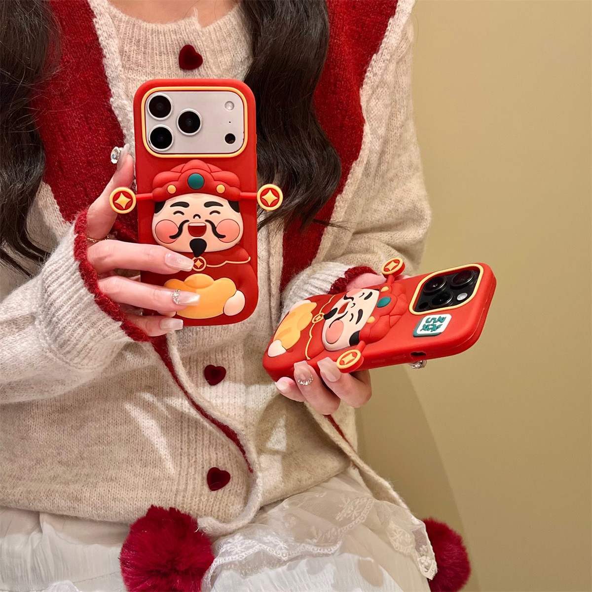 宏界 新年红色喜庆立体金元宝财神爷适用苹果17ProMax手机壳iphone15新款16pro硅胶13女款14pro防摔17保护套,3C数码配件,手机保护套/壳,淘宝优惠券,粉丝福利购,淘宝优惠卷